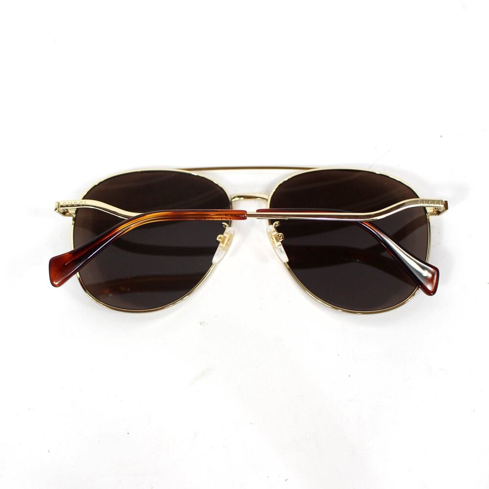 Gucci GG0969S 002 Aviator Sunglasses NEW 59mm Shiny Endura Gold Brown Lens - Picture 4 of 8
